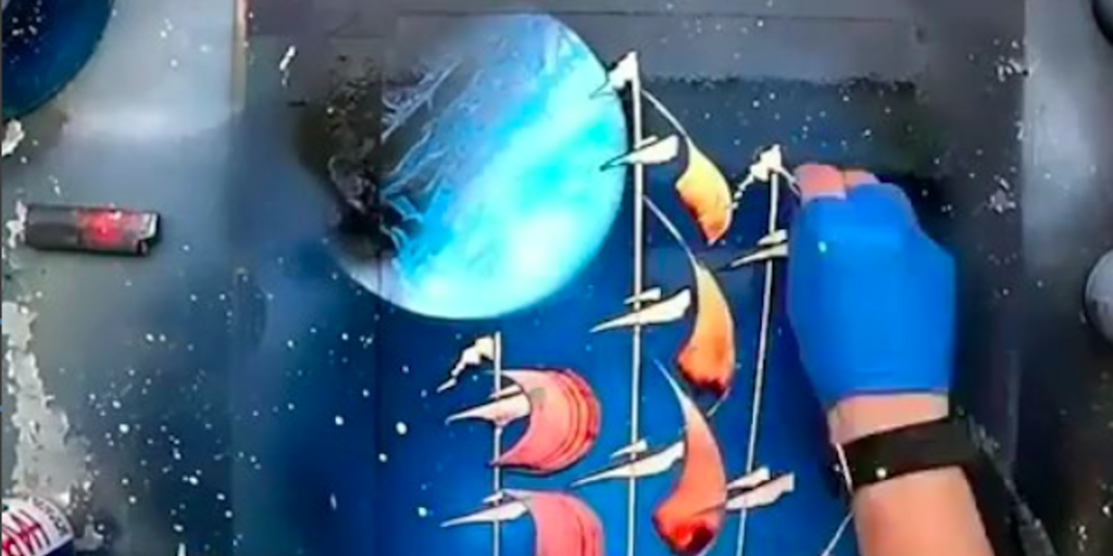 Видео: оригинальный способ нарисовать картину баллончиками для граффити