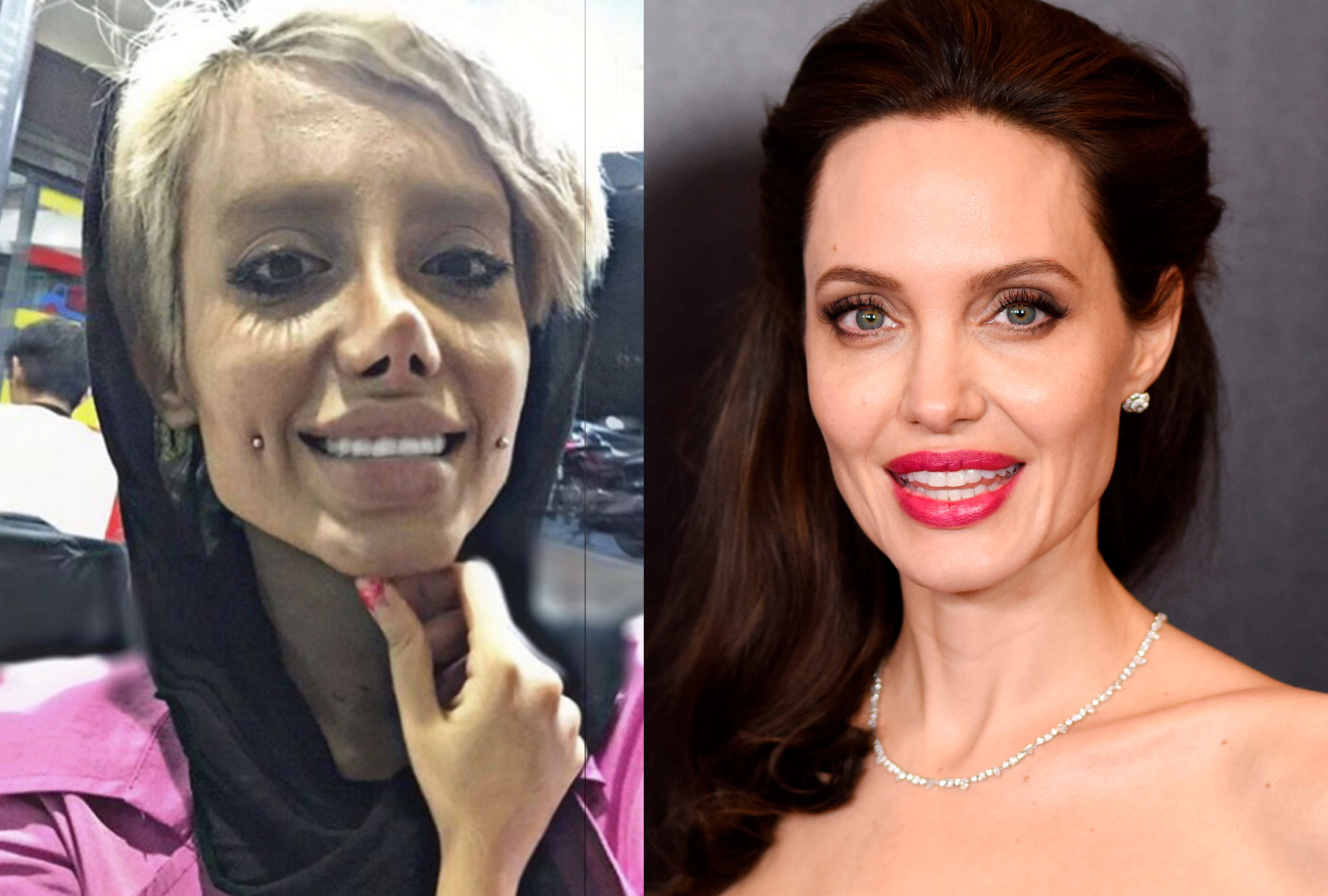 Что сделала с собой эта женщина, чтобы быть похожей на Джоли?