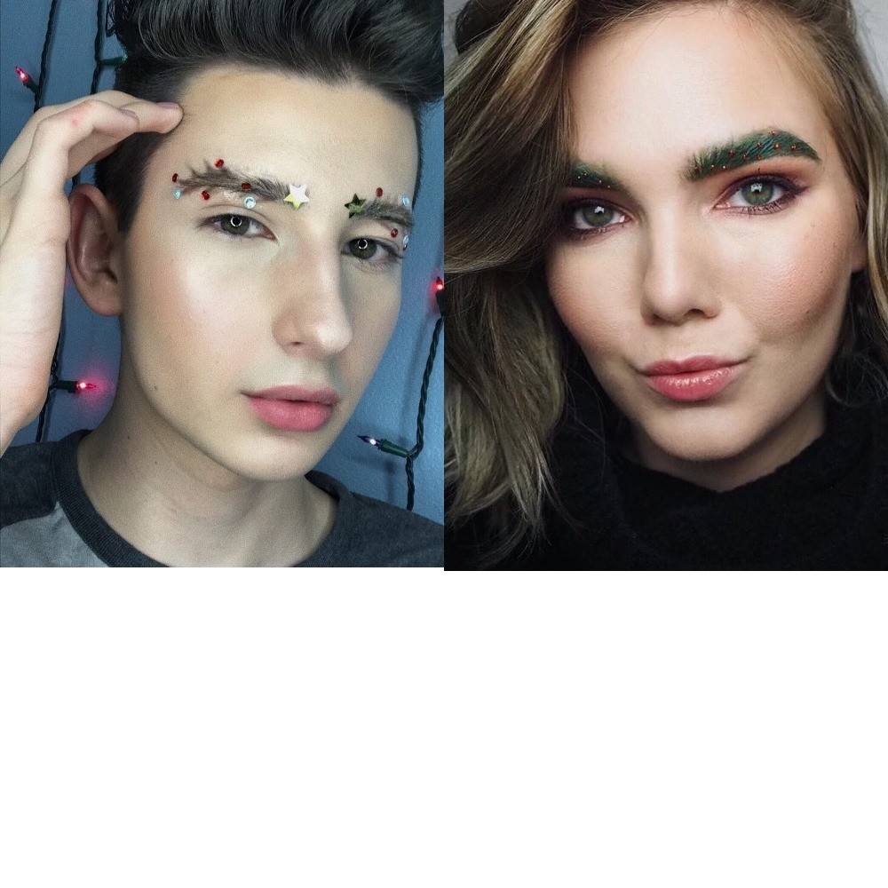 Брови-елки: как любители макияжа вносят в свой образ дух Рождества