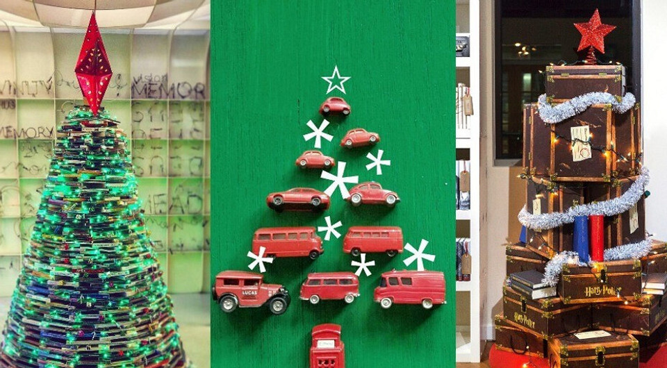 7 идей креативной новогодней елки: от настенной конструкции до елки из одежды