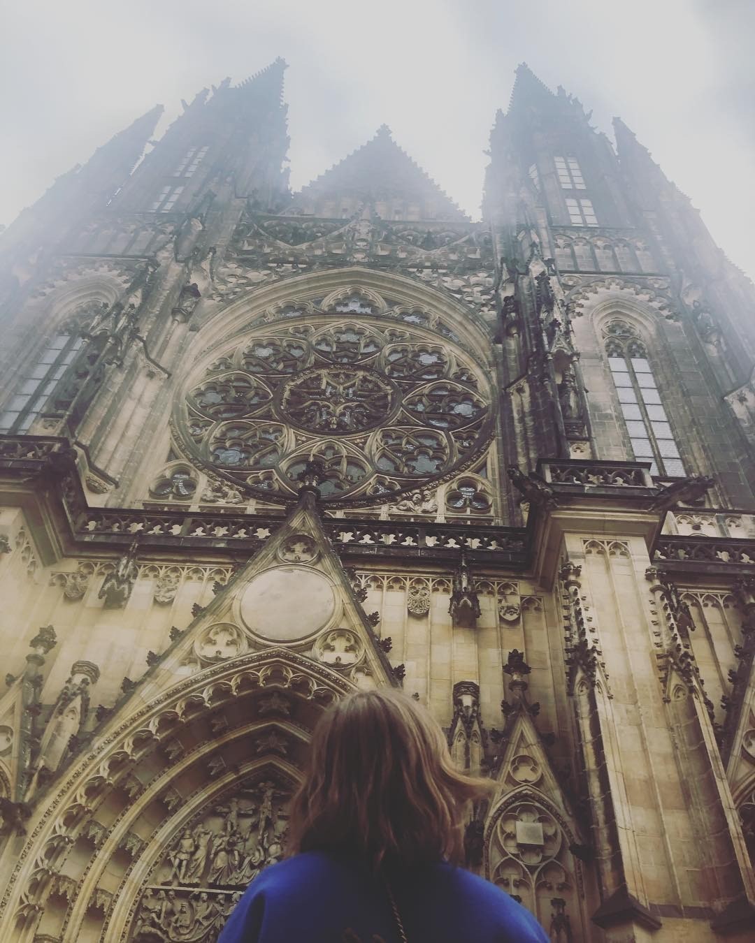 Такую параллель он провел под фото, на котором журналистка стоит на фоне Собора Святого Вита в Чехии (Прага), построенного в готическом стиле.

«На фото — опаснейший человек! И не верьте...
