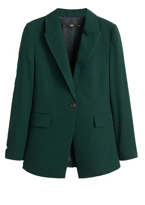 Глубокий изумрудный — идеальный цвет для осенне-зимнего гардероба. Структурированный пиджак Mango станет хорошим вложением в офисный гардероб. Он имеет приближенный к классическому к...