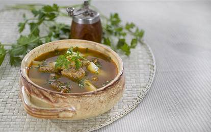 Шурпа с жареным мясом