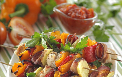 Куриный шашлык с овощами