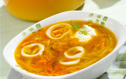 Рассольник с кальмарами