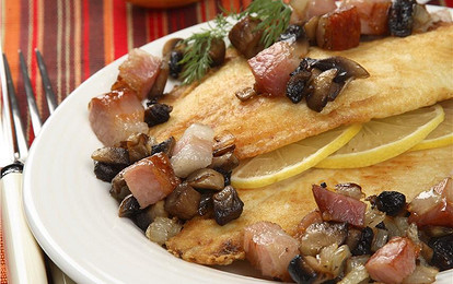 Камбала с шампиньонами