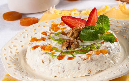 Творожный десерт с курагой