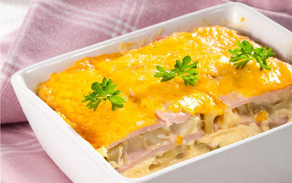 Запеканка из фенхеля с ветчиной и сыром