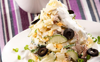 Салат “Эльбрус” из баранины с картофелем и сыром сулугуни