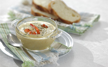 Овощной суп-пюре с креветками