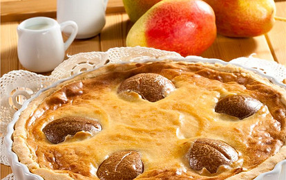 Грушевый пирог с творожной заливкой