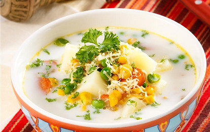 Картофельный суп с кукурузой 