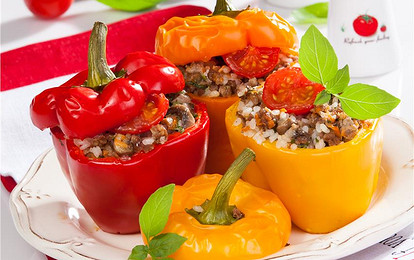 Фаршированный перец с рисом, грибами и мясным фаршем