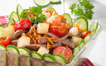 Тушеная говядина с дыней