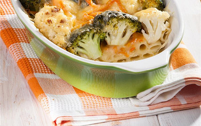 Нежная запеканка из макарон и овощей