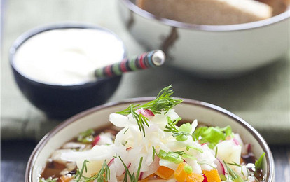 Окрошка по-мордовски с треской