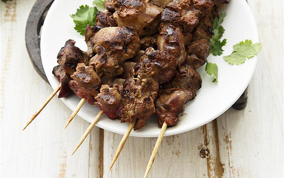 Шашлычки из куриной печенки