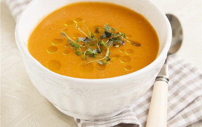 Овощной суп-пюре из красной чечевицы и моркови