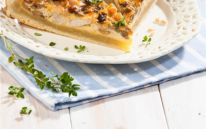 Киш с индейкой и грибами