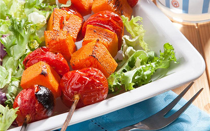 Тыква с помидорами на гриле