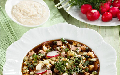 Окрошка с хреном и уксусом
