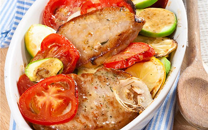 Шницель с овощами