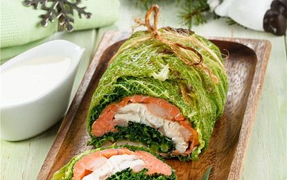 Маринованная семга и филе сибаса с креветками