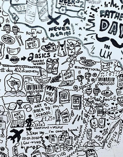 Художница за 113 дней разрисовала стену в своей квартире, превратив ее в «карантинный» дневник