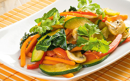 Рагу с грибами в воке