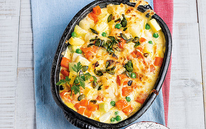 Запеканка с горошком и кольраби