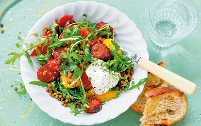 Салат с чечевицей и сладким перцем