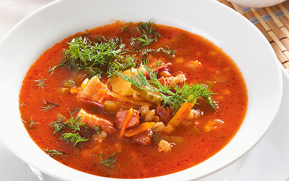 Рассольник с копченостями