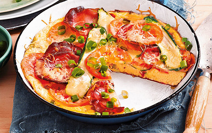 Омлет с ветчиной и цукини