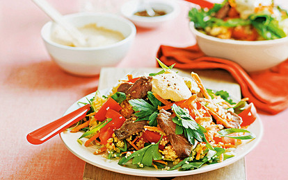 Салат с кускусом и говядиной