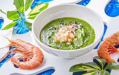 Рецепт от шефа: зеленый гаспачо с креветками