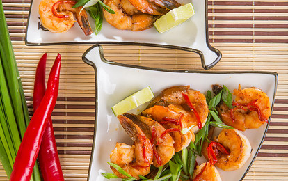 Креветки с перцем чили