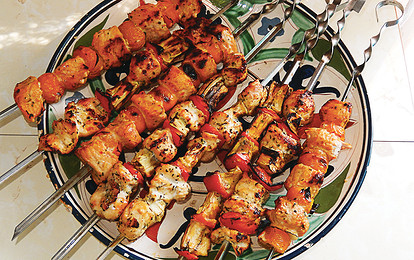Шашлык из индейки с овощами