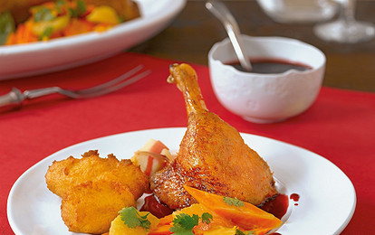 Запеченная утка с картофельными крокетами 