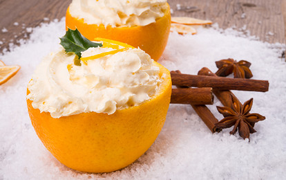 Апельсины с йогуртовым соусом и корицей