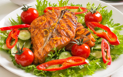 Красная рыба на гриле