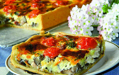 Сытный пирог с грибами