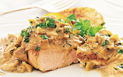 Шницели из индейки с грибами