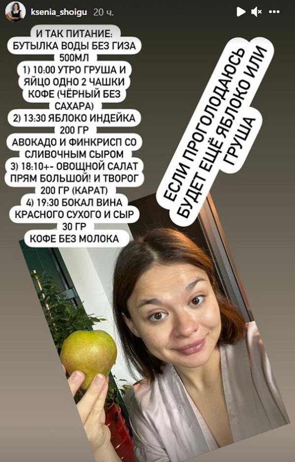 Дочь Сергея Шойгу рассказала о своей диете после родов