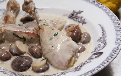 Курица в вине с грибами
