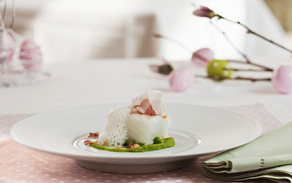 Филе трески с пюре из горошка