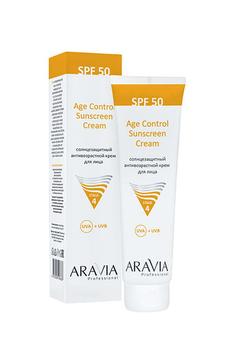 Cолнцезащитный антивозрастной крем для лица Age Control Sunscreen Cream SPF 50 от ARAVIA Professional нейтрализует воздействие UVA- и UVB-лучей, предотвращает появление признаков фот...