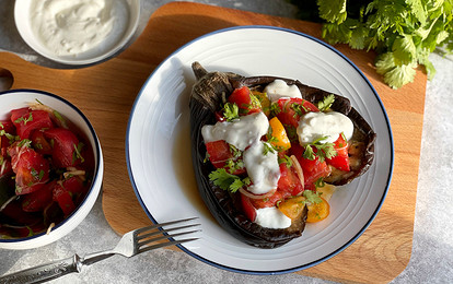 Закуска из баклажана с помидорами