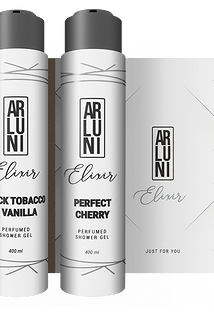 Подарочный набор уходовой косметики Timeless Elixir от ARLUNI (два изысканных геля для душа: Black Tobacco & Vanilla и Perfect Cherry)