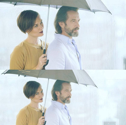 Мария Машкова с Владимиром Машковым.Подпись к фото: «Пааап... шапку надень, пока меня с зонтиком поблизости нет».