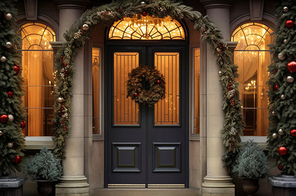 Как украсить входную дверь к Новому году: идеи декора с фото